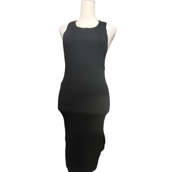 NEW Hera Collections Bodycon Stretchy Sexy Ribbed Black Dress Large - Picture 2 of 9
